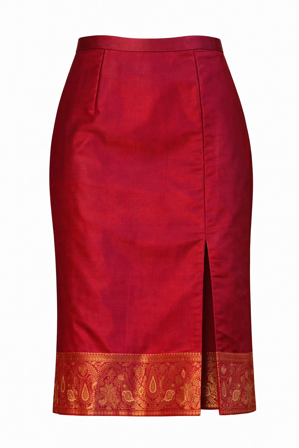 Hot Pink Silk with Gold Peacock Nadir Skirt