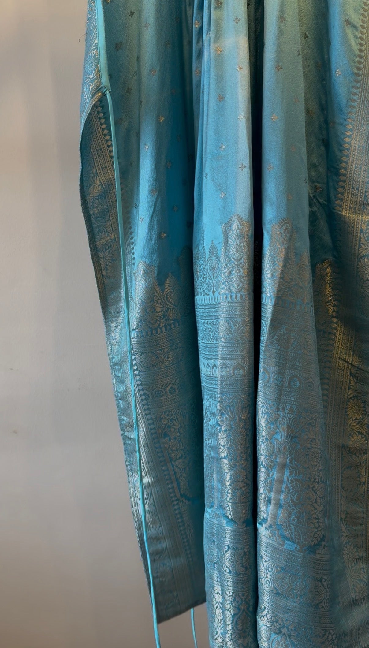 Sky Blue Zari Long Shrug