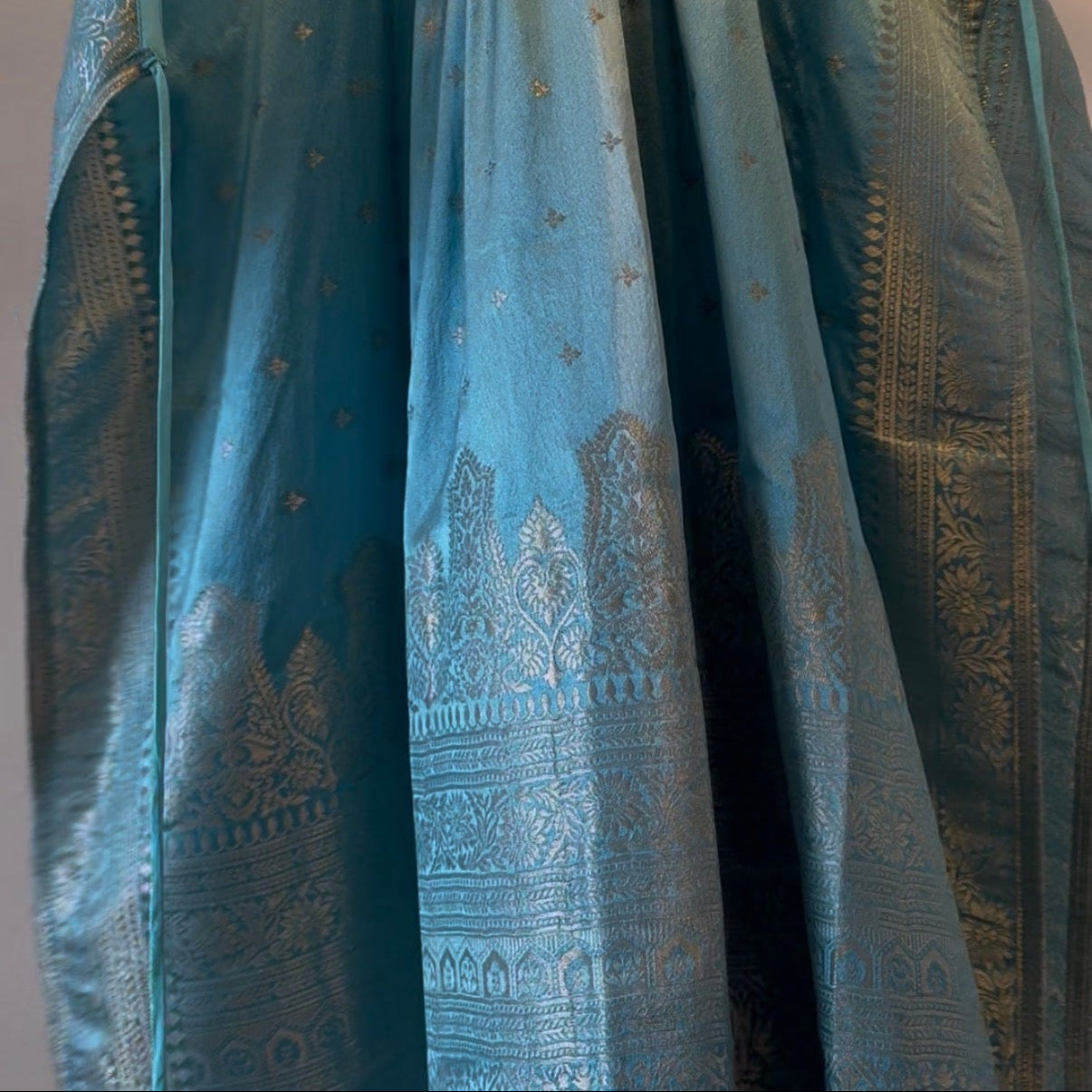 Sky Blue Zari Long Shrug