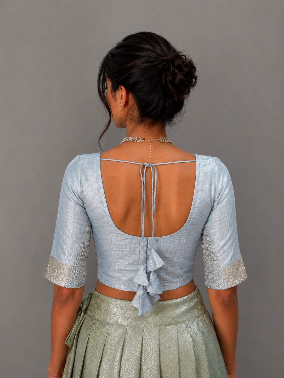 Ivory Mist Stretchable Saree Blouse