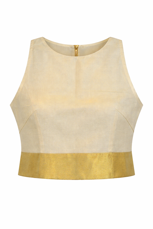 Ivory Silk with Gold Zari Zenith Crop