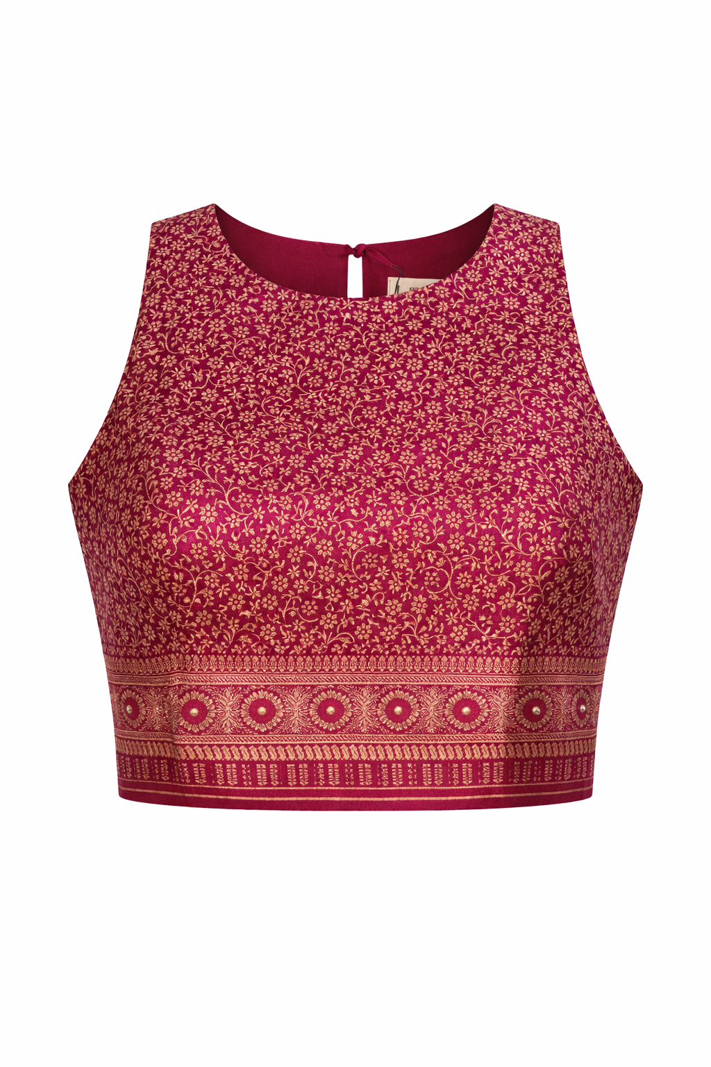 Magenta-Crimson Banarasi Medallion Zenith Crop