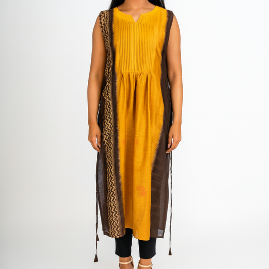 Mustard Chevron Long Shrug