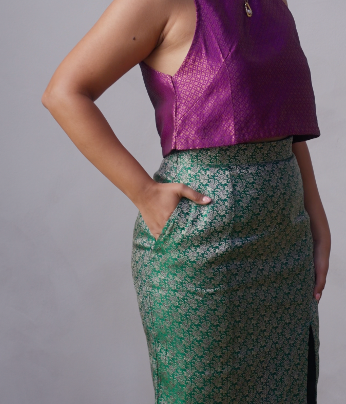 Tropical Leaf Print Nadir Skirt