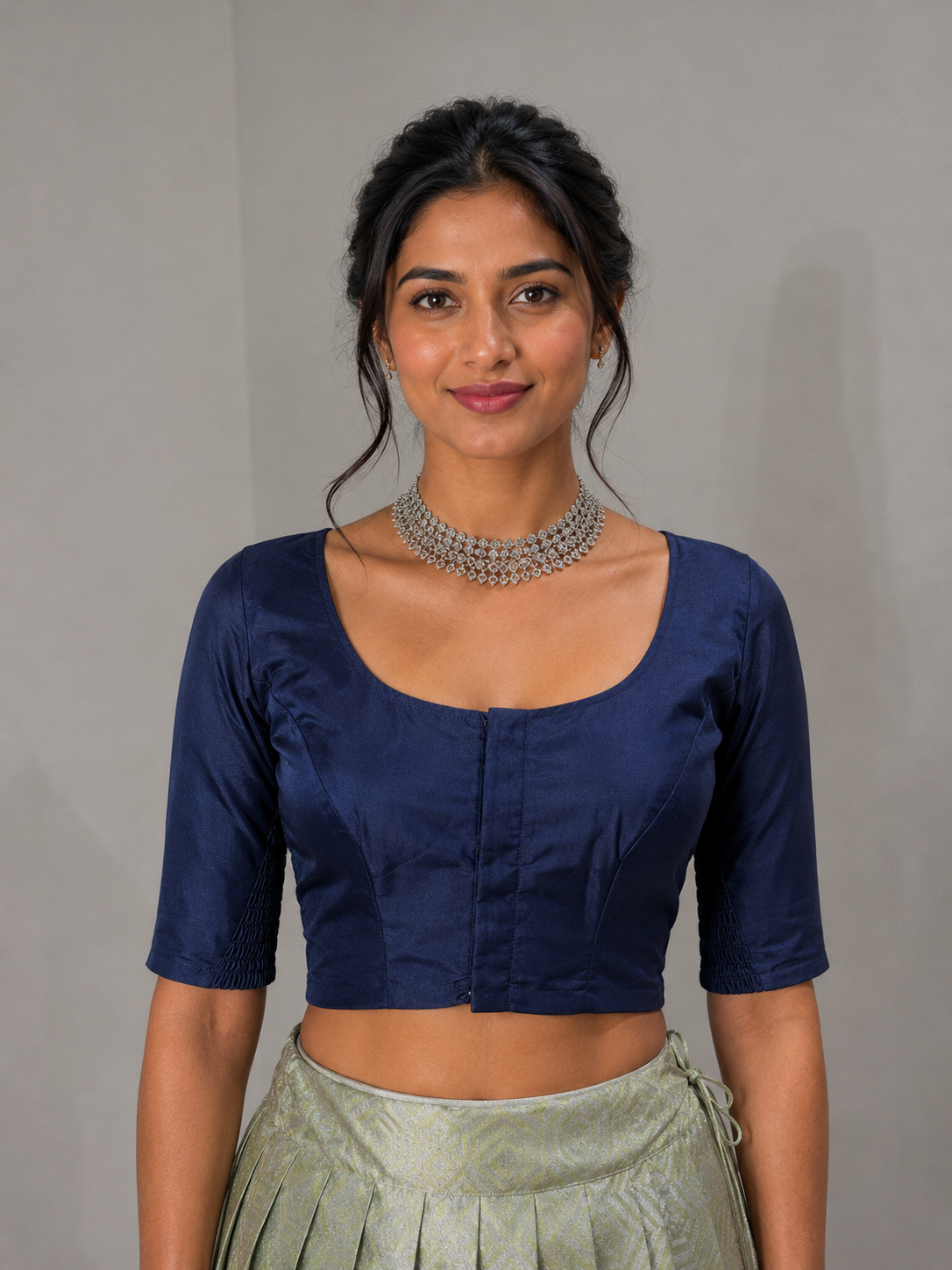 Navy Blue Stretchable Saree Blouse