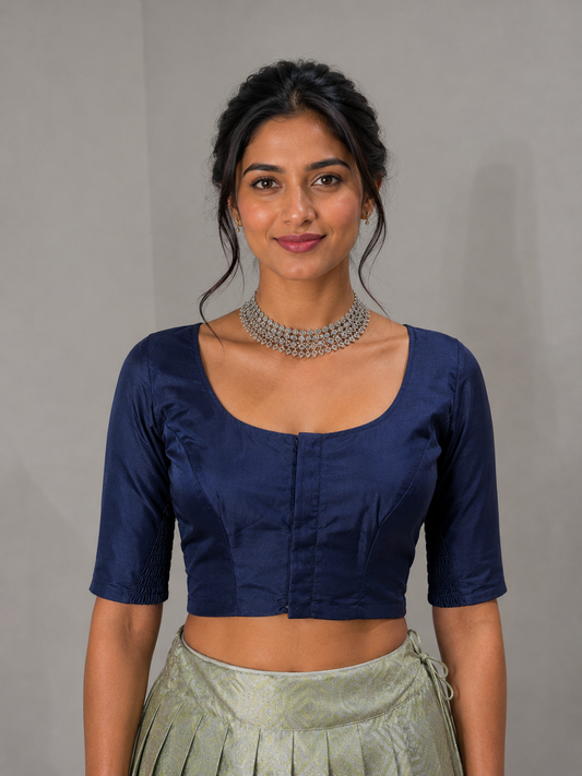 Navy Blue Stretchable Saree Blouse