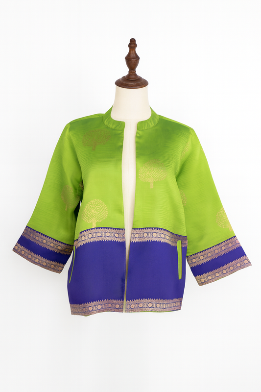 Parrot-Green Zari Jacket