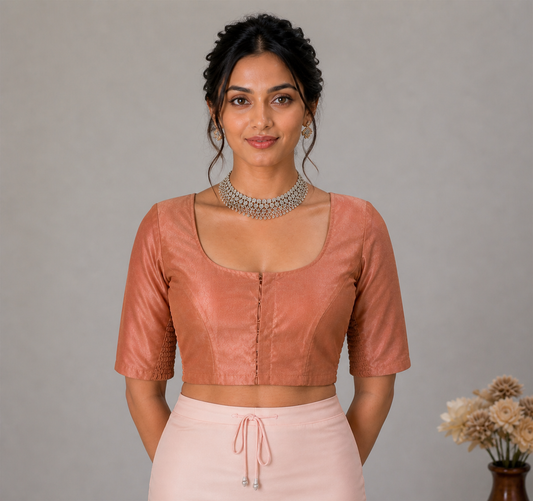 Rose Gold Stretchable Saree Blouse