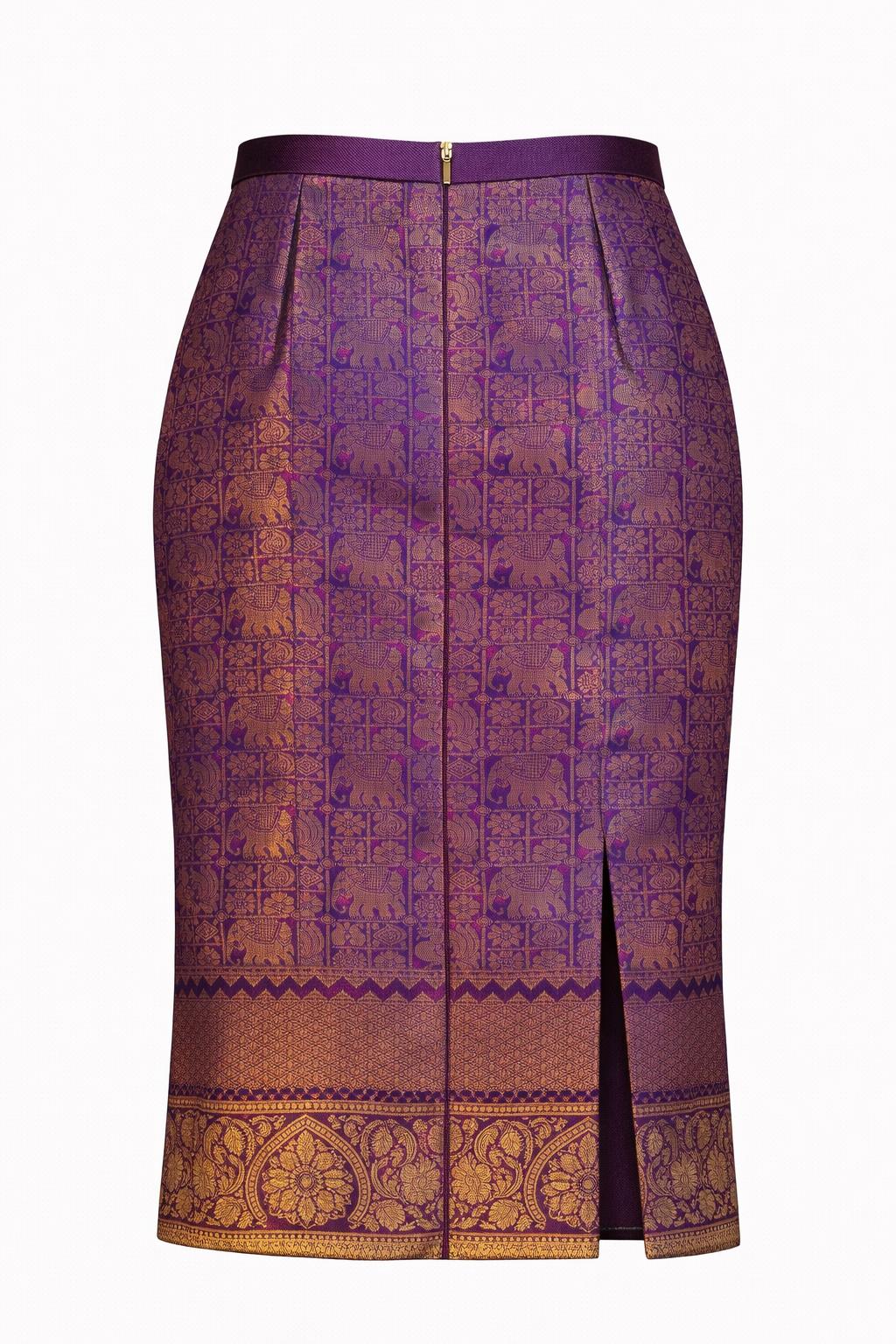 Royal Purple Grid Brocade Nadir Skirt