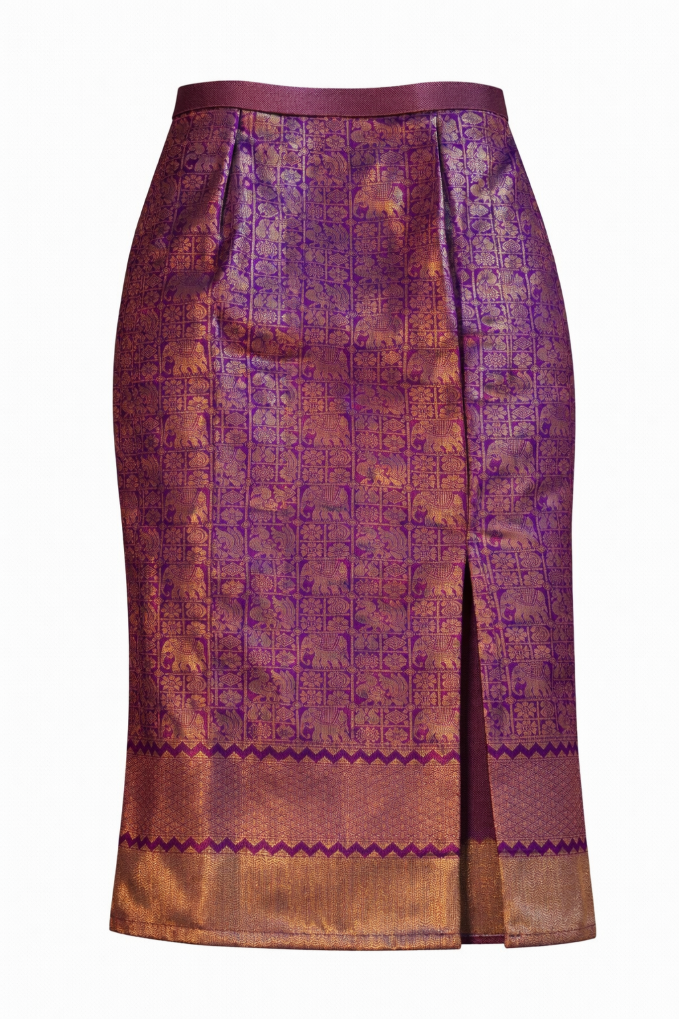 Royal Purple Grid Brocade Nadir Skirt