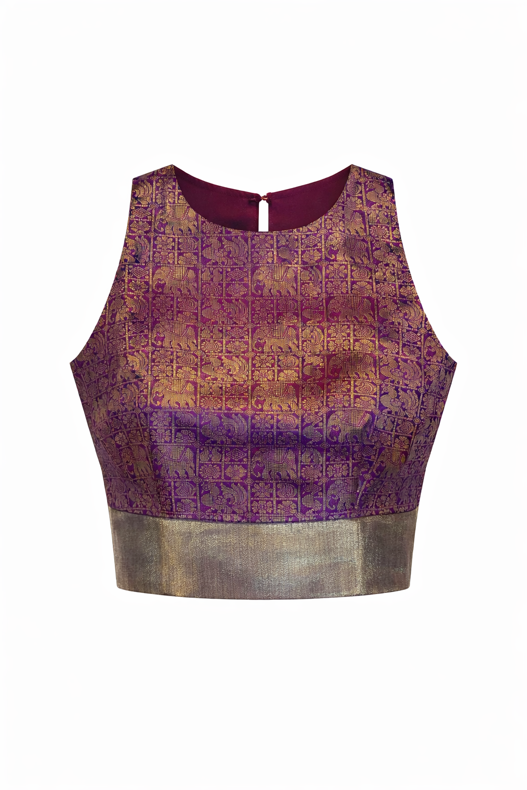 Royal Purple Grid Brocade Zenith Crop