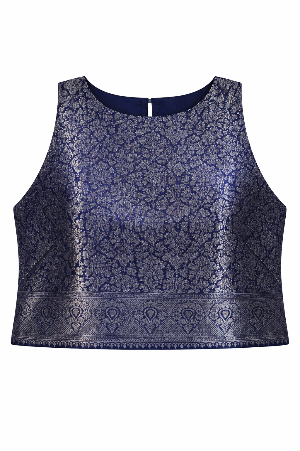 Steel Blue Brocade Zenith Crop
