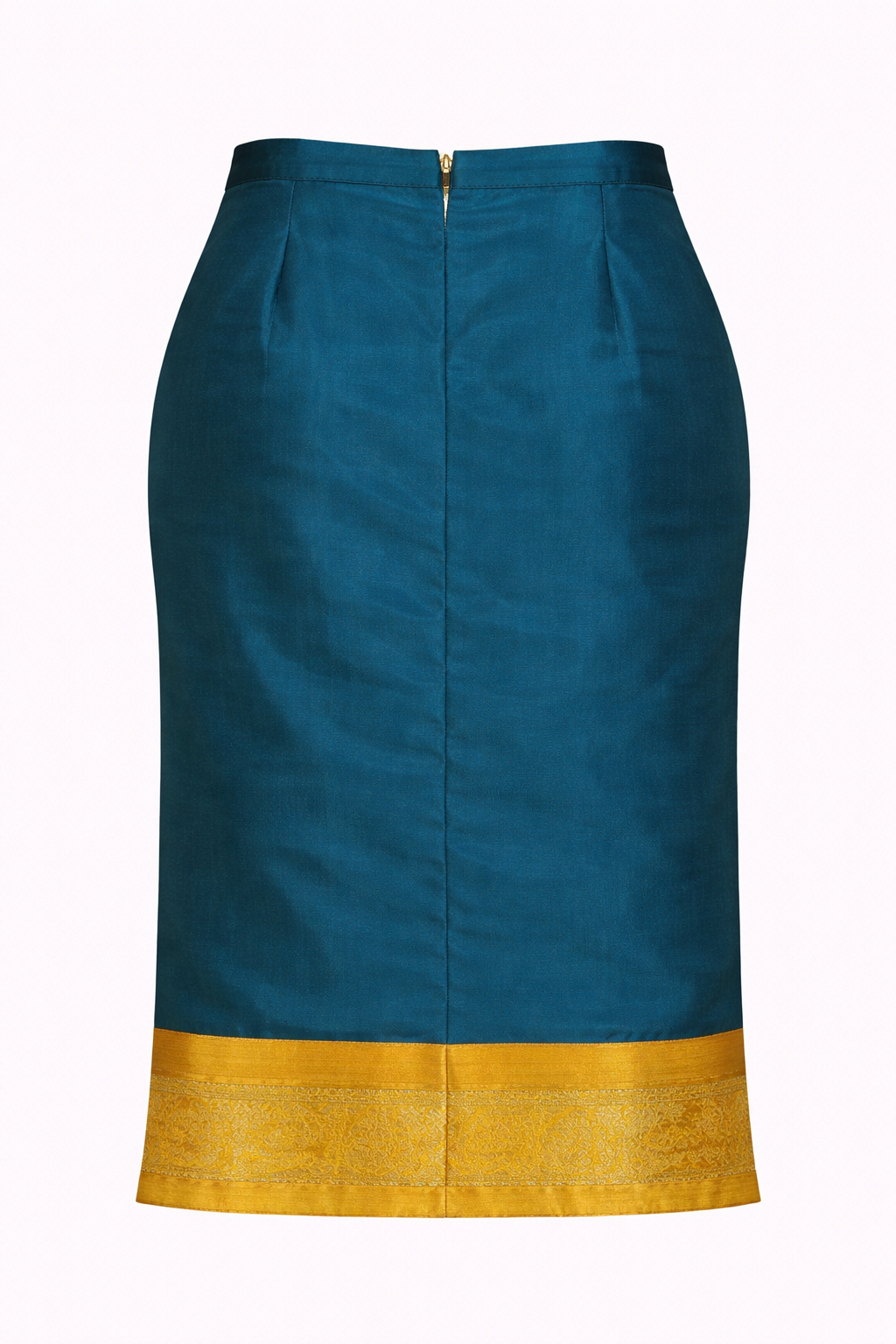 Teal Silk with Mustard-Gold Nadir Skirt