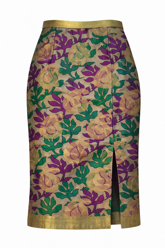 Tropical Leaf Print Nadir Skirt