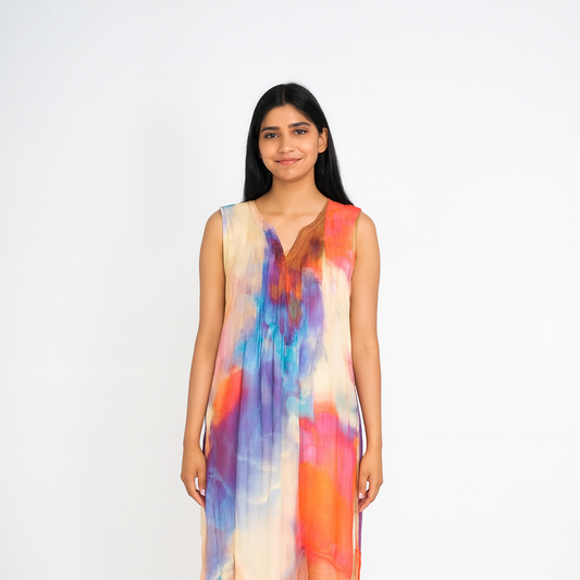 Vibrant Watercolor Long Shrug