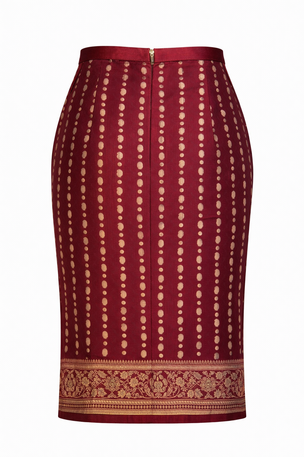 Wine Vertical Buttas Banarasi Nadir Skirt