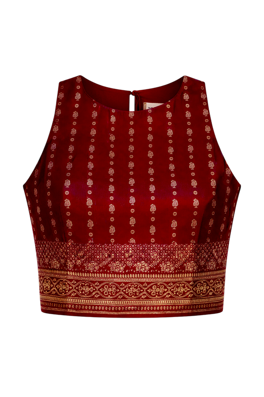 Wine Vertical Buttas Banarasi Zenith Crop