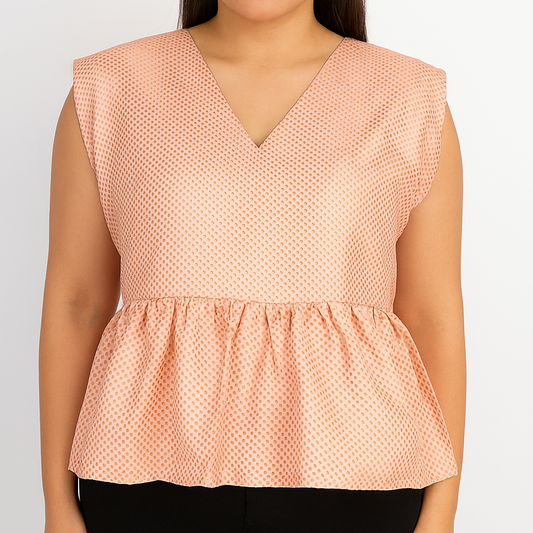 Blush Pink Brocade Peplum Top