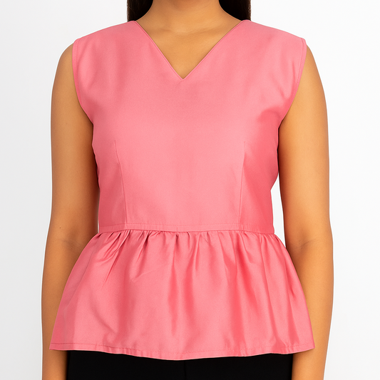 Blush Satin Peplum Top